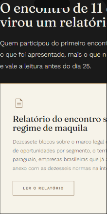 Relatório do encontro sobre o regime de maquila exibido em um celular